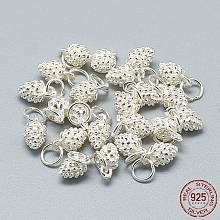 Honeyhandy 925 Sterling Silver Charms, with Jump Ring, Pine Cone, Silver, 10x5.5x5.5mm, Hole: 4mm