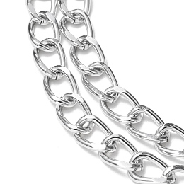 Honeyhandy Aluminium Twisted Curb Chains, Unwelded, Faceted, Silver, 10x6.5x1.8mm