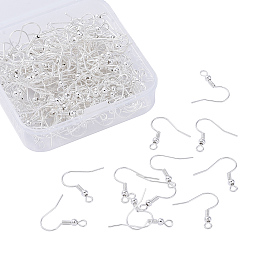 ARRICRAFT Iron Earring Hooks, Ear Wire, for Dangle Earring Making, Silver, 18x0.8mm, Hole: 2mm, 200pcs/box