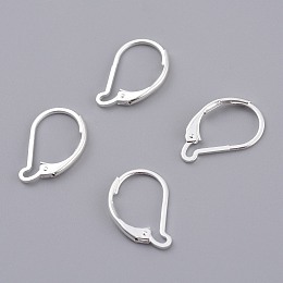 Honeyhandy Brass Leverback Earring Findings, 925 Sterling Silver Plated, 15.5x10x1.5mm, Pin: 0.7mm