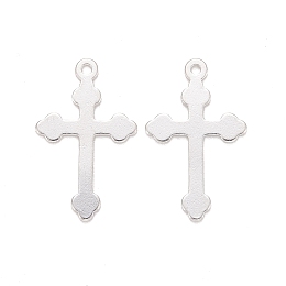 Honeyhandy 304 Stainless Steel Pendants, Cross, Silver, 18x11x0.5mm, Hole: 1.2mm