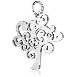 DICOSMETIC 5pcs Stainless Steel Tree of Life Charms Family Tree Pendnat Carved Hollow Tree Pendants for Bracelet Necklace Earrings Making