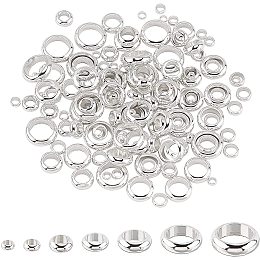 UNICRAFTALE About 140pcs 7 Sizes 2-7mm Rondelle Metal Beads Silver Spacer Beads Bulk 1-5mm Hole Stainless Steel Bead Loose Beads for Jewelry Making Findings DIY