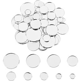 UNICRAFTALE About 54pcs 9 Sizes 6-25mm Silver Flat Round Trays Stainless Steel Plain Edge Bezel Cups Blank Tray Cabochon Settings for Jewelry Making DIY Findings