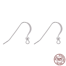 Honeyhandy 925 Sterling Silver Earring Hooks, Silver, 17x22x2.5mm, Hole: 2mm, Pin: 0.6mm