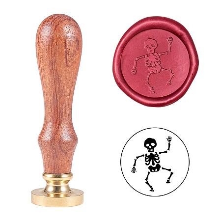 PH PandaHall Halloween Skeleton Wax Seal Stamp Vintage Retro Sealing Stamp for Embellishment of Envelopes, Halloween Party Invitations, Wine Packages, Gift Packing
