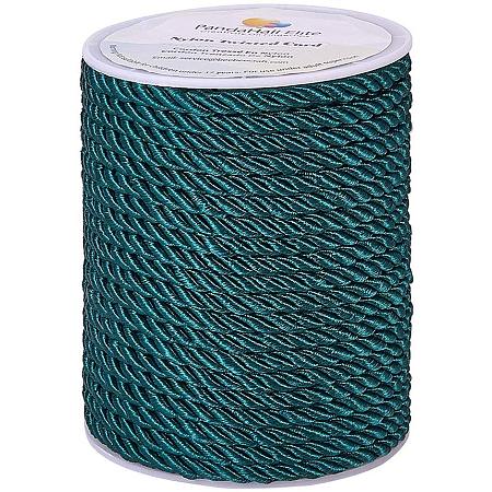 PandaHall Elite 18 Yards 5mm Twisted Cord Trim 3-Ply Twisted Cord Rope Nylon Crafting Cord Trim Thread String for DIY Craft Making Home Decoration Upholstery Curtain Tieback, Dark Cyan
