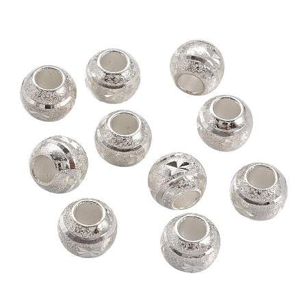 NBEADS 10 Pcs 10mm Silver Alloy European Beads Rondell Large Hole Beads for Jewelry Making