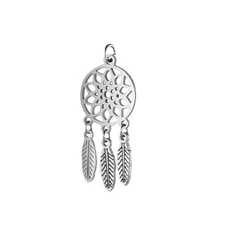 ARRICRAFT 5pcs 304 Stainless Steel Dreamcatcher Key Chain with Jump Rings Feather Tassel Keychain for Earring Bag Hanging Ring Ornaments
