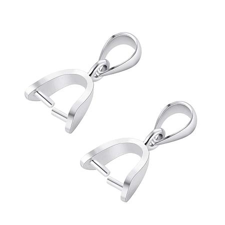 BENECREAT 2 PCS Sterling Silver Ice Pick Pinch Bails Charms Clasps Connectors for DIY Crafting Jewellery Making(13.5x6.2x3mm)