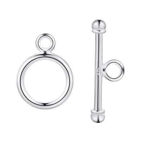 BENECREAT 2 Sets Sterling Silver Toggle Clasp Connectors for Necklace Bracelet Jewelry Making - Round with Knot, 6.8x5.2mm