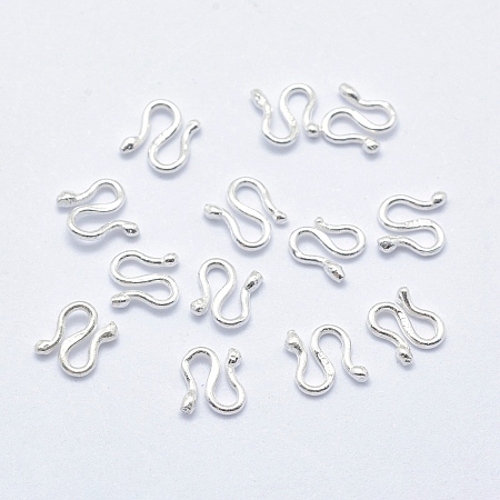 925 Sterling Silver S Shape Clasps, S-Hook Clasps, Silver, 5x7x1.5mm