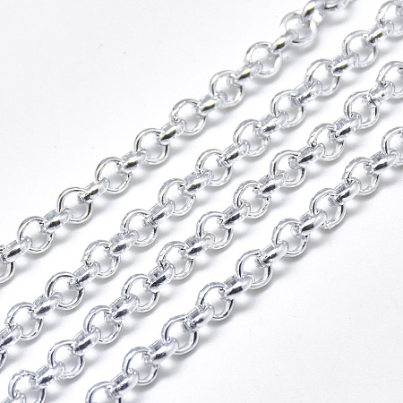 ARRICRAFT Aluminium Rolo Chains, Belcher Chains, Unwelded, Silver Color Plated, 6x2mm