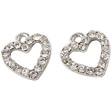 CHGCRAFT 100pcs Silver Heart Pendants Alloy Rhinestone Heart Charms Special Heart Frame Pendants for Jewelry Making Bracelet Necklace, 14x12.5x2.5mm, Hole 2mm