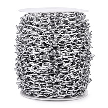 Honeyhandy Aluminium Cable Chains, Unwelded, with Spool, Silver, 12.5x9.5x2mm, about 65.62 Feet(20m)/Roll