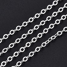 Honeyhandy Brass Cable Chains, Soldered, with Spool, Flat Oval, Silver, 2x1.8x0.2mm, about 9.84 Feet(3m)/Roll