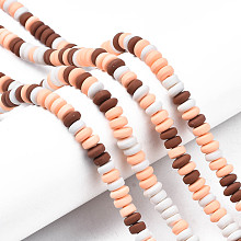 Honeyhandy Handmade Polymer Clay Beads Strands, for DIY Jewelry Crafts Supplies, Flat Round, Saddle Brown, 6~7x3mm, Hole: 1.5mm, about 113~116pcs/strand, 15.55 inch~16.14 inch(39.5~41cm)