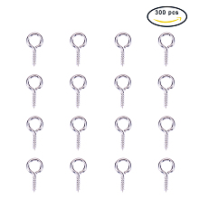 PandaHall Elite About 300 Pcs Iron Screw Eye Pin Bail Pegs Length 13mm Fit Half-drilled Beads for Jewelry Making Silver