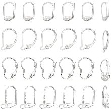 SUNNYCLUE 1 Box 24Pcs 4 Styles Leverback Earring Findings Leverback French Earring Hooks Wire Earring Findings for Jewelry Making Earring DIY Making, Silver