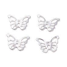 Honeyhandy 304 Stainless Steel Charms, Butterfly, Silver, 10.5x15x0.6mm, Hole: 1~4mm