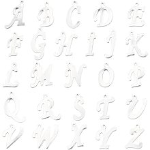 UNICRAFTALE 52pcs Silver Color Letter Charm Alphabet A-Z Pendants Stainless Steel Hypoallergenic Pendants 1mm Small Hole Metal Pendant for DIY Jewelry 13-18mm Long