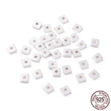 Honeyhandy 925 Sterling Silver Beads, Square, Silver, 3x3x1mm, Hole: 1mm, about 125Pcs/10g