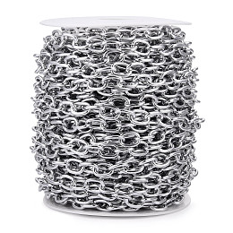 Honeyhandy Aluminium Cable Chains, Unwelded, with Spool, Silver, 12.5x9.5x2mm, about 65.62 Feet(20m)/Roll