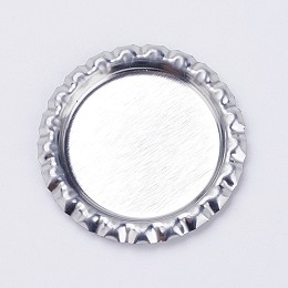 Honeyhandy Iron Cabochon Settings, Planish Beer Bottle Cap, Flat Round, Silver Color Plated, Tray: 26mm, 34x3mm