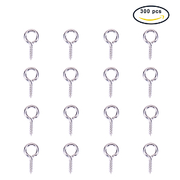 PandaHall Elite About 300 Pcs Iron Screw Eye Pin Bail Pegs Length 13mm Fit Half-drilled Beads for Jewelry Making Silver