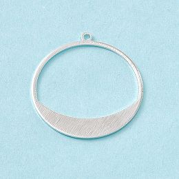 Honeyhandy Brass Pendants, Cadmium Free & Lead Free, Ring Charm, 925 Sterling Silver Plated, 30.5x28x0.5mm, Hole: 1.6mm