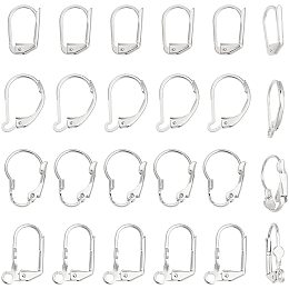 SUNNYCLUE 1 Box 24Pcs 4 Styles Leverback Earring Findings Leverback French Earring Hooks Wire Earring Findings for Jewelry Making Earring DIY Making, Silver