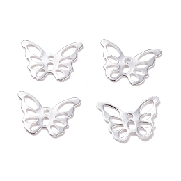 Honeyhandy 304 Stainless Steel Charms, Butterfly, Silver, 10.5x15x0.6mm, Hole: 1~4mm