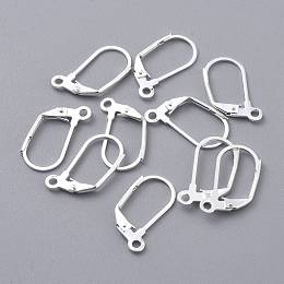 Honeyhandy 304 Stainless Steel Leverback Earring Findings, Silver, 19x12x2mm, Hole: 1.6mm, Pin: 1x0.8mm