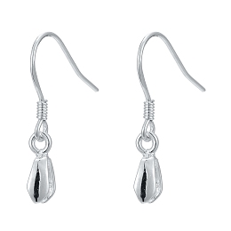 Honeyhandy 925 Sterling Silver Earring Hooks Findings, with Pendant Bails, Silver, 22mm, Pin: 0.8mm