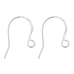 Honeyhandy 925 Sterling Silver Earring Hooks, Silver, 19x13.5x0.8mm, Hole: 2mm, Pin: 0.8mm