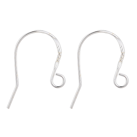 Honeyhandy 925 Sterling Silver Earring Hooks, Silver, 19x13.5x0.8mm, Hole: 2mm, Pin: 0.8mm