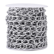 Honeyhandy Aluminium Curb Chains, Unwelded, with Spool, Silver, 15x10x2mm, about 32.81 Feet(10m)/Roll