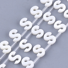 Honeyhandy Natural Freshwater Shell Beads, Top Drilled Beads, White, Letter.S, 10x7x3mm, Hole: 0.8mm