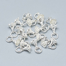 Honeyhandy 925 Sterling Silver Charms, with Jump Ring, Flower, Silver, 9x6.5x6mm, Hole: 4mm