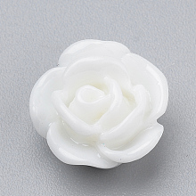 Honeyhandy Resin Cabochons, Rose Flower, White, 10x5mm, Bottom: 7~8mm