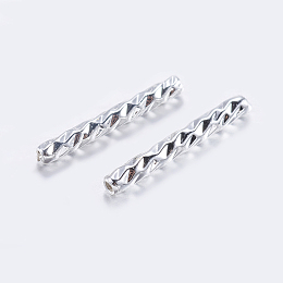 Honeyhandy Brass Tube Beads, Tube, Faceted, Silver, 10x1.5mm, Hole: 0.8mm