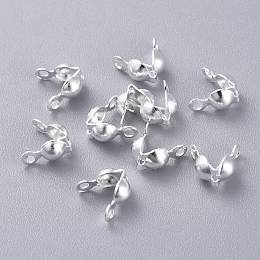 Honeyhandy 304 Stainless Steel Bead Tips, Calotte Ends, Clamshell Knot Cover, Silver, 7x4mm, Hole: 1.2mm, Fit For 3mm Ball Chain