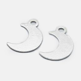 Honeyhandy 925 Sterling Silver Charms, Moon, Carved with S925, Silver, 11x7x0.5mm, Hole: 1mm