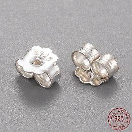 Honeyhandy 925 Sterling Silver Ear Nuts, with 925 Stamp, Silver, 5x6x3mm, Hole: 0.8mm