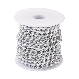 Honeyhandy Aluminium Curb Chains, Diamond Cut Chains, Unwelded, Silver, 8.5x5.5x1.6mm