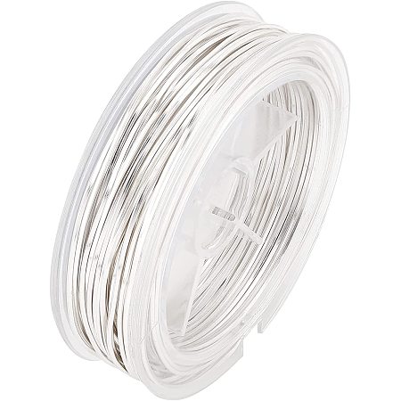 BENECREAT 33 Feet 21Gague Square Copper Wire, Silver Craft Copper Wire Tarnish Resistant Jewelry Wire for Jewelry, Hobby Craft Making, Floral, Decorations