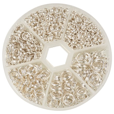 PandaHall Elite Silver Iron Split Rings Diameter 4-10mm Double Loop Jump Ring for Jewelry Making, about 900pcs/box
