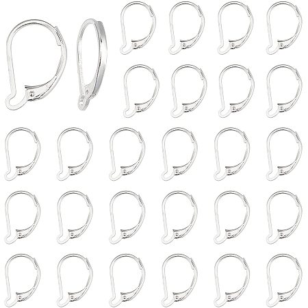 SUNNYCLUE 1 Box 30Pcs Leverback Earring Findings Leverback French Earring Hooks Wire Earring Findings for Jewelry Making Earring DIY Making, Silver