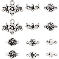 PH PandaHall 60pcs 6 Style Chandelier Component Charm Links Tibetan Alloy Connector Charms for Necklace Dangle Earring Making, Antique Silver