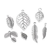 ARRICRAFT 50pcs/100g Antique Silver Mixed Style Tibetan Style Alloy Leaf Pendants for Crafting Jewelry Making